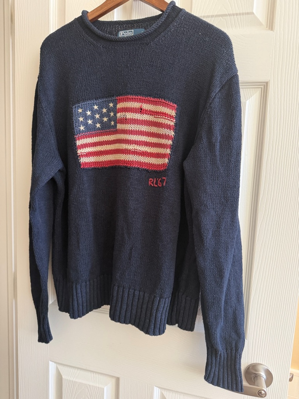 Polo Ralph Lauren USA flag RL 67 rare Vintage knitted sweater